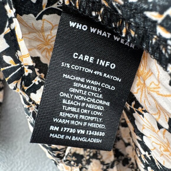 Who What Wear Floral Gardenia Garden Blouse Black Cream Print Women’s Size M NWT - Picture 9 of 11